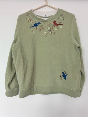Alia vintage style green embroidered sweater sz L